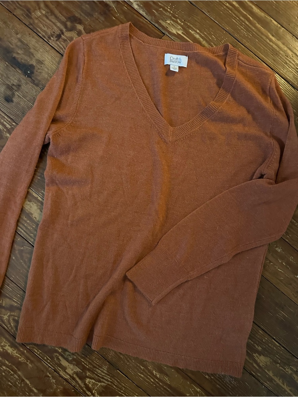 Croft & Barrow Burnt Orange V-Neck Sweater